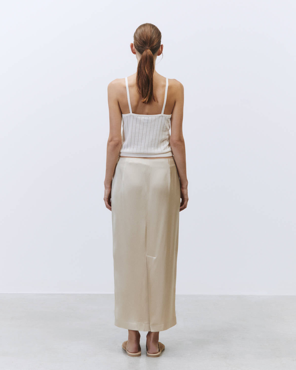SATIN PENCIL SKIRT Cream