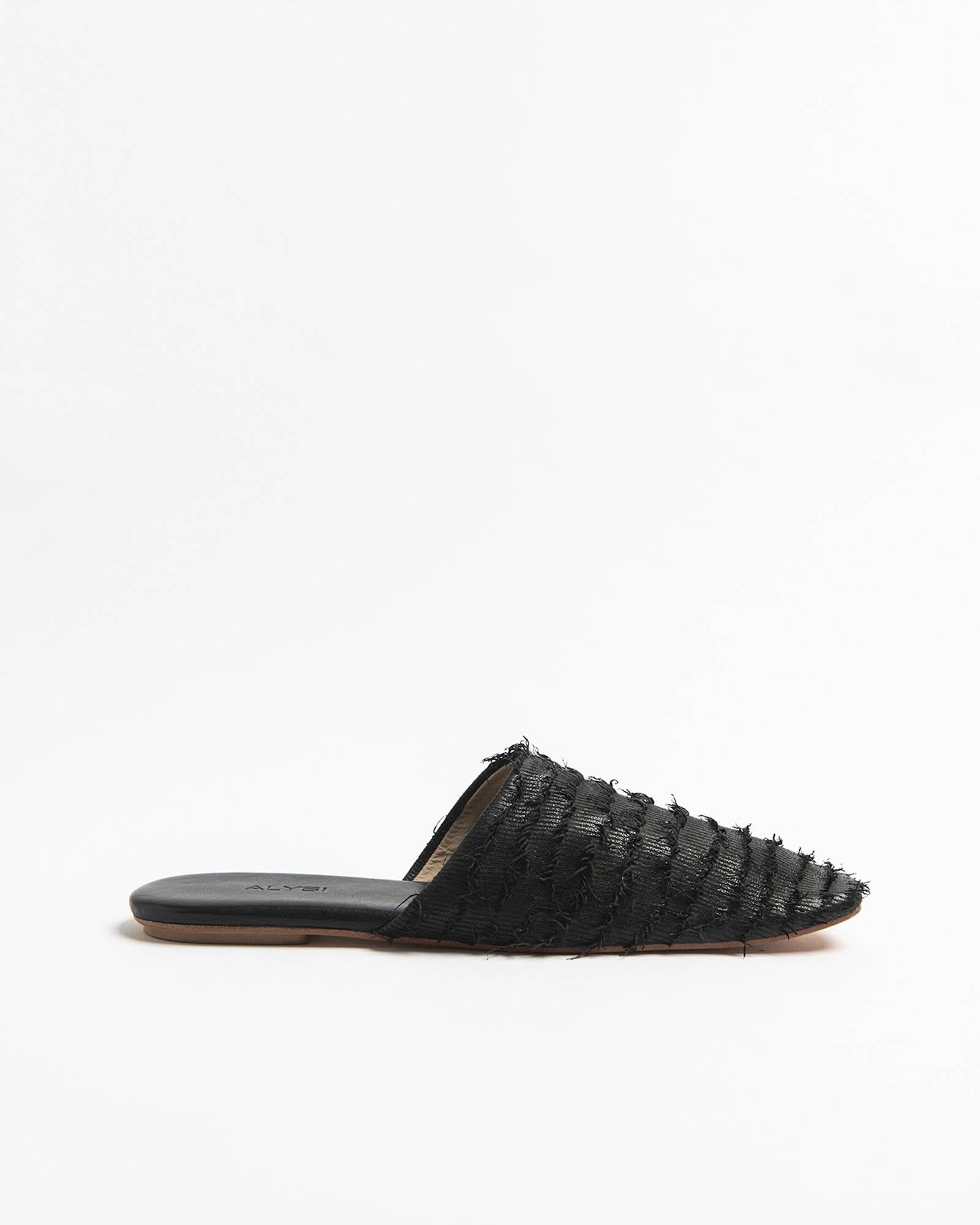 Black FRINGED CLOGS