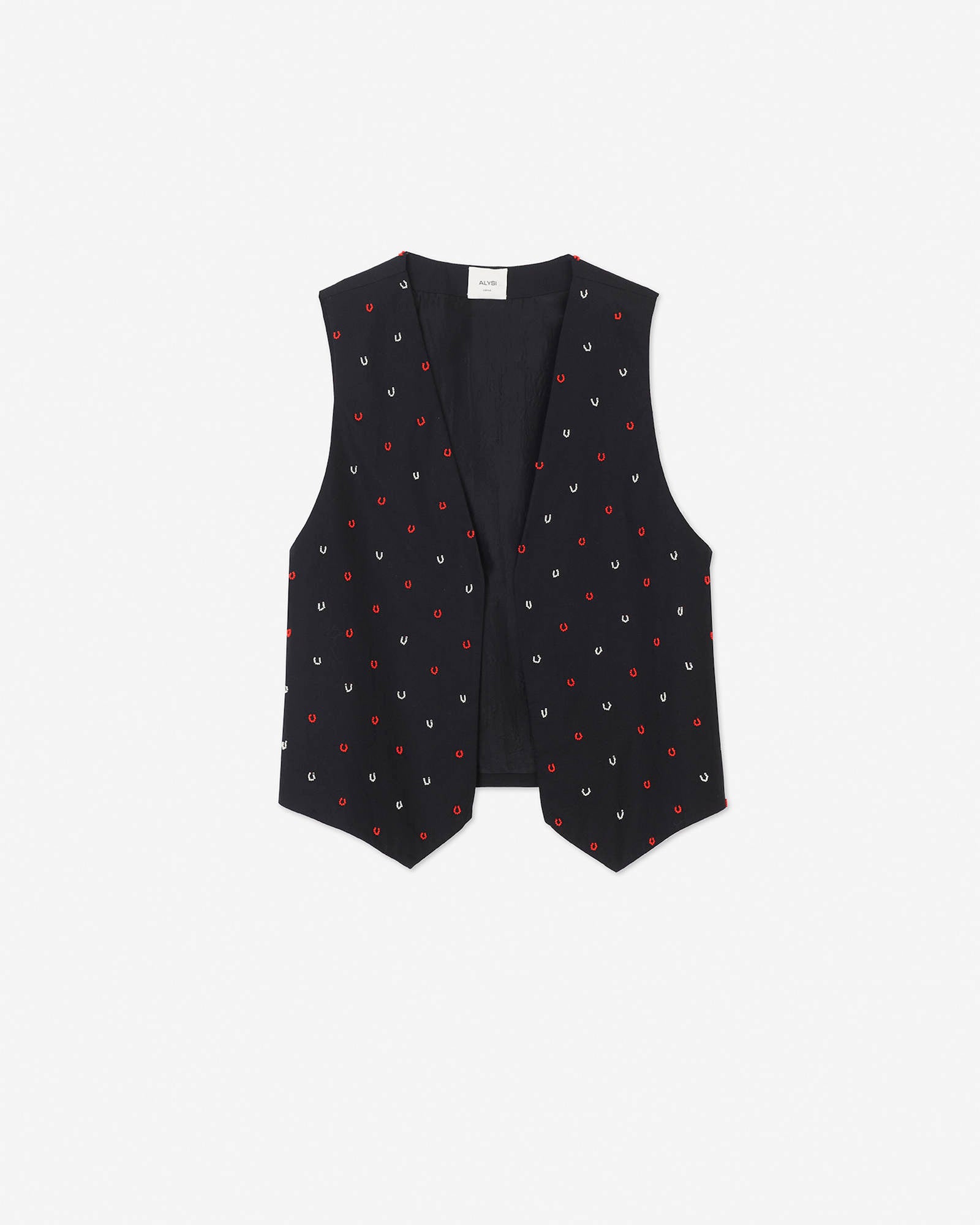 Black EMBROIDERED POPLIN BOLERO VEST